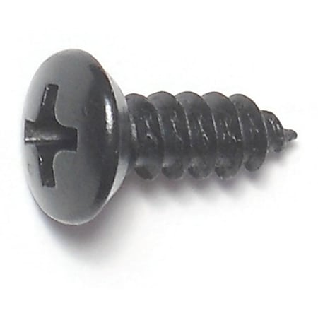 Sheet Metal Screw, #8 X 1/2 In, Black Steel Oval Head Phillips Drive, 30 PK